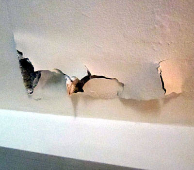 Salts bursting through plaster